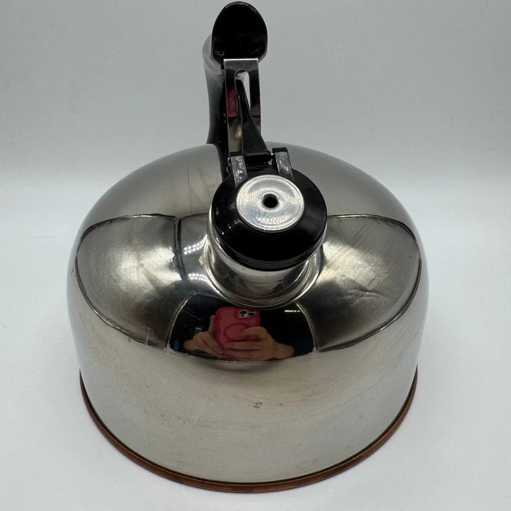 Vintage Paul Revere Signature Tea Kettle Copper Bottom Whistling Stainless